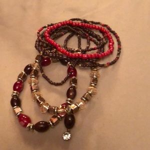 FREE w/ Purchase 🌟 Red & Brown Bracelet Set